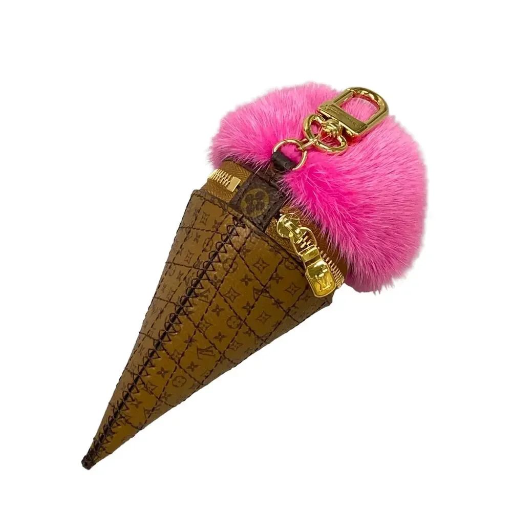 Louis Vuitton Bag Charm Pink Monogram Reverse Fur